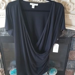 NWT Black 2X New Eye Candy Faux Wrap Yoga Top